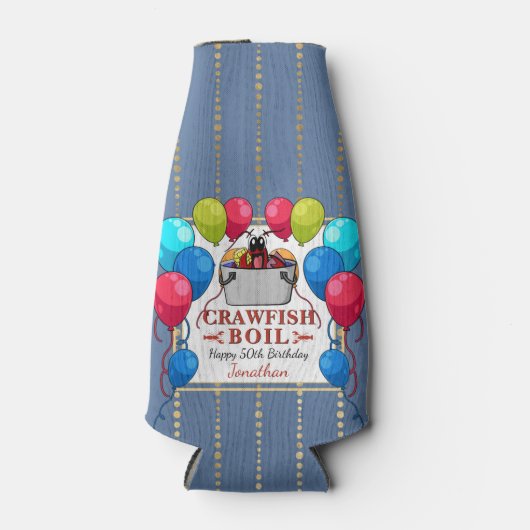 Crawfish Boil Birthday Seafood Party Flaschenkühler (Vorderseite)