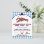 Crawfish Boil Blue Kariert GRAD Foto Einladung Postkarte (Stehend Vorderseite)