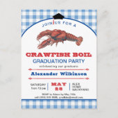 Crawfish Boil Blue Kariert GRAD Foto Einladung Postkarte (Vorderseite)