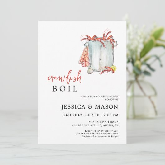 Crawfish Boil Couples Brautparty Einladung (Stehend Vorderseite)