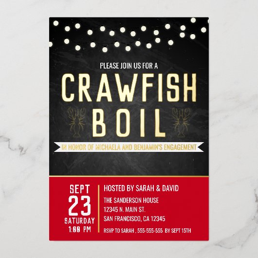 Crawfish Boil Couples Showingparty Folieneinladung (Vorderseite)