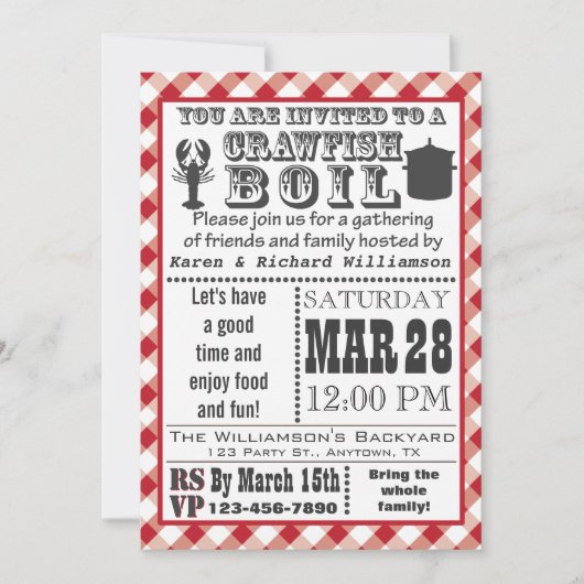 Crawfish Boil Einladung (Vorderseite)