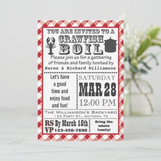 Crawfish Boil Einladung (Stehend Vorderseite)