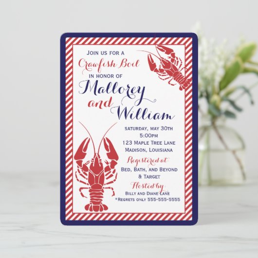 Crawfish Boil Einladung (Stehend Vorderseite)
