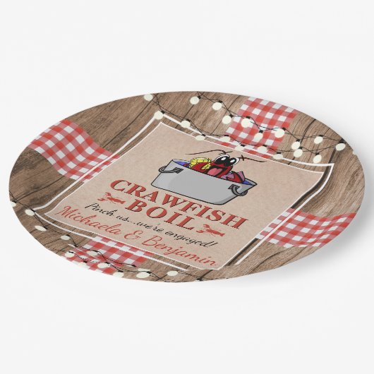 Crawfish Boil-Engagement-Partei Pappteller (Schrägansicht)