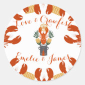 Crawfish Boil Engagement Party & Crawfish Liebe Runder Aufkleber (Vorderseite)