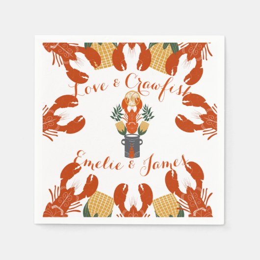 Crawfish Boil Engagement Party & Crawfish Liebe Serviette (Vorderseite)