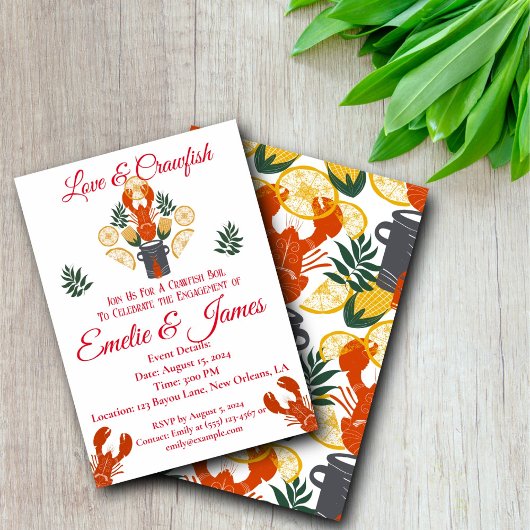 Crawfish Boil Engagement Party - Meeresfrüchte-Coo Einladung