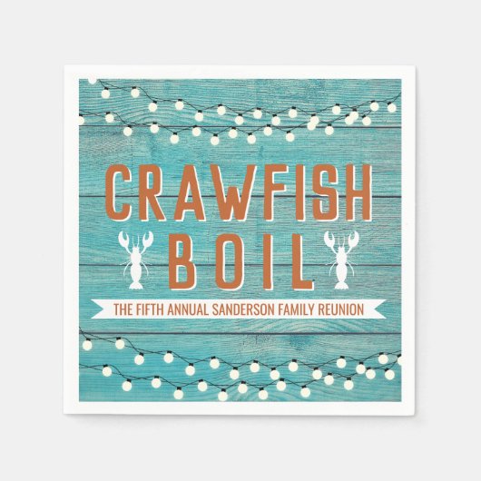 Crawfish Boil Family Wiedersehen Hummer Rustikal A Serviette (Vorderseite)