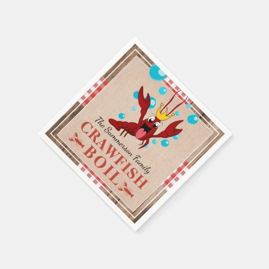 Crawfish Boil Family Wiedersehen Rustikales Party Serviette (Ecke)