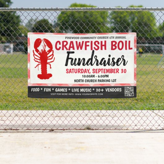 Crawfish Boil Fundraiser Banner mit qr Code (Insitu)