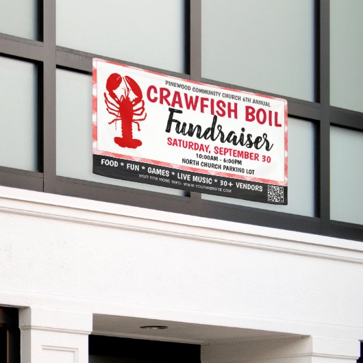 Crawfish Boil Fundraiser Banner mit qr Code (Äußeres Gebäude)