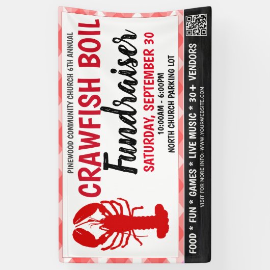 Crawfish Boil Fundraiser Banner mit qr Code (Vertikal)