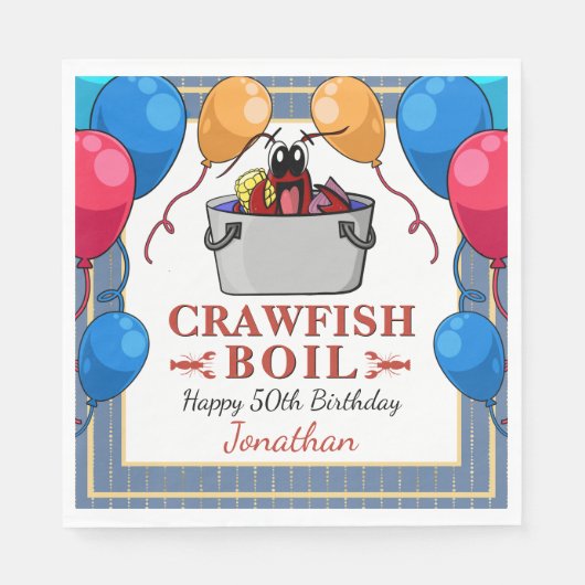 Crawfish Boil Geburtstag jedes Alters Meeresfrücht Serviette (Vorderseite)
