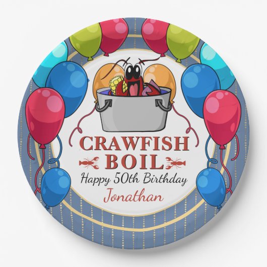 Crawfish Boil Geburtstagsparty Pappteller (Vorderseite)