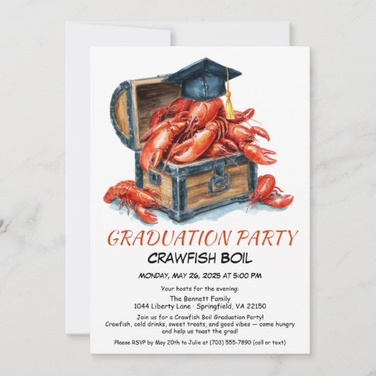 Crawfish Boil Graduation Party | Südstil Einladung (Vorderseite)