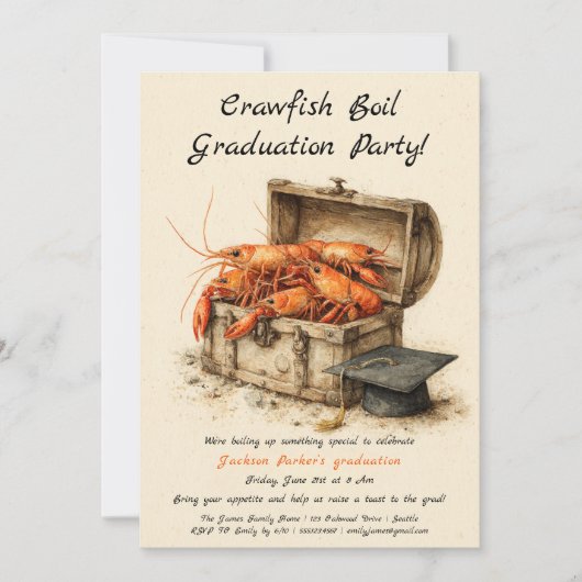 Crawfish Boil Graduation Party | Südstil Einladung (Vorderseite)