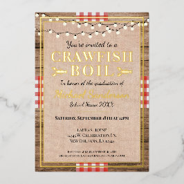 Crawfish Boil Hummer Graduierungsparty Rustikal Folieneinladung
