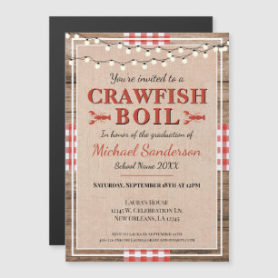 Crawfish Boil Hummer Graduierungsparty Rustikal Magneteinladung