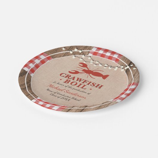 Crawfish Boil Hummer Graduierungsparty Rustikal Pappteller (Schrägansicht)