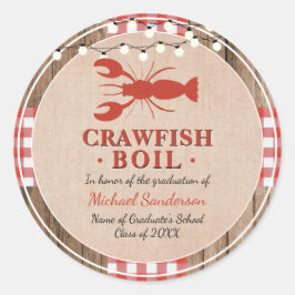 Crawfish Boil Hummer Graduierungsparty Rustikal Runder Aufkleber