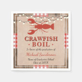 Crawfish Boil Hummer Graduierungsparty Rustikal Serviette (Vorderseite)