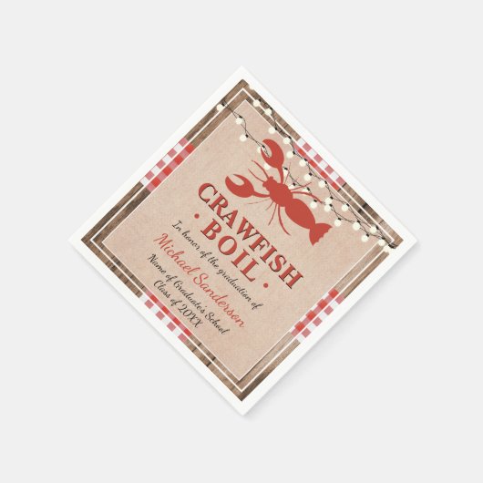 Crawfish Boil Hummer Graduierungsparty Rustikal Serviette (Ecke)