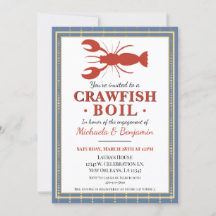 Crawfish Boil Hummer Party Blaue Verlobung Einladung