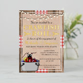 Crawfish Boil Hummer Party Verlobung Rustikal Folieneinladung (Stehend vorne)