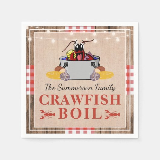 Crawfish Boil Jährliches Party Rustic Picnic Serviette (Vorderseite)