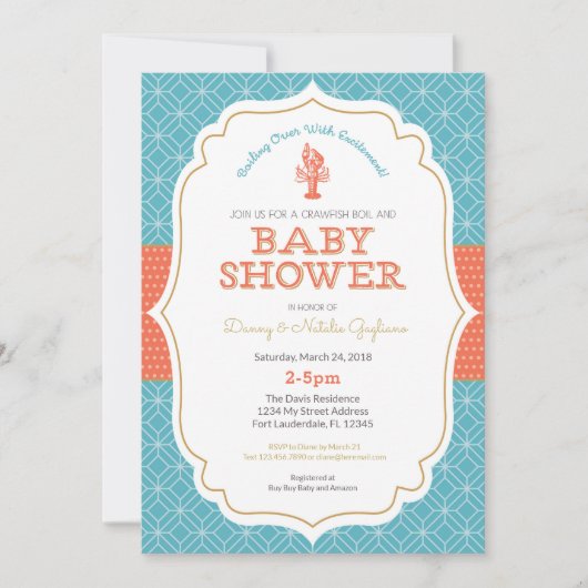 Crawfish Boil Kinderdusche Einladung (Vorderseite)