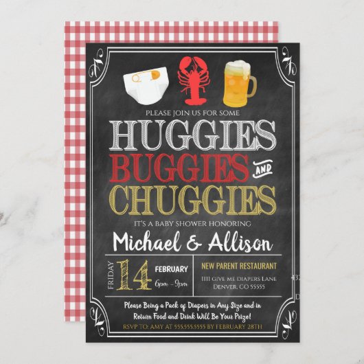 Crawfish Boil Kinderdusche Einladung (Vorne/Hinten)