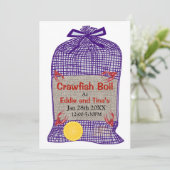 Crawfish Boil Lila Sack Einladung (Stehend Vorderseite)