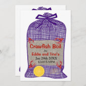 Crawfish Boil Lila Sack Einladung (Vorne/Hinten)