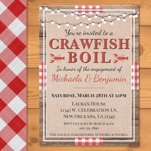 Crawfish Boil Lobster Engagement Party Rustikal Einladung