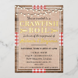 Crawfish Boil Lobster Engagement Party Rustikal Folieneinladung