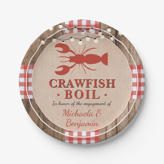 Crawfish Boil Lobster Engagement Party Rustikal Pappteller (Vorderseite)