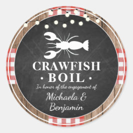 Crawfish Boil Lobster Engagement Party Rustikal Runder Aufkleber
