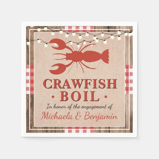 Crawfish Boil Lobster Engagement Party Rustikal Serviette (Vorderseite)