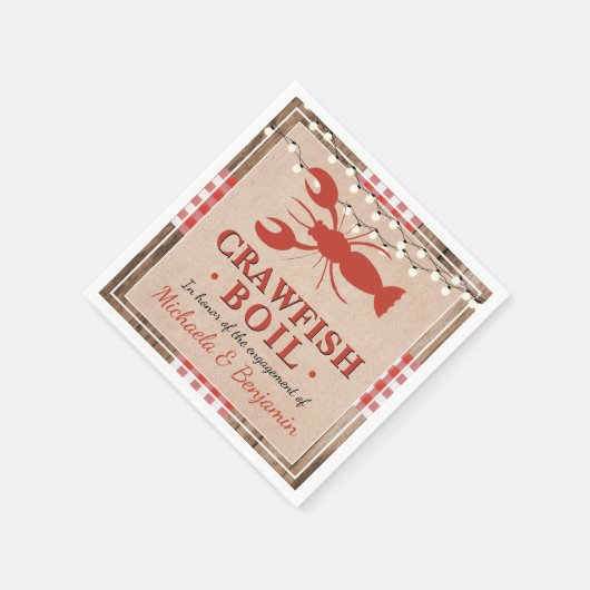 Crawfish Boil Lobster Engagement Party Rustikal Serviette (Ecke)