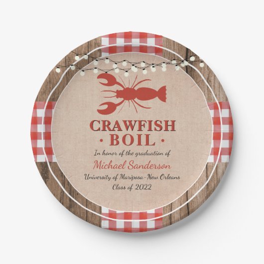 Crawfish Boil Lobster Rustic Graduation Party Pappteller (Vorderseite)