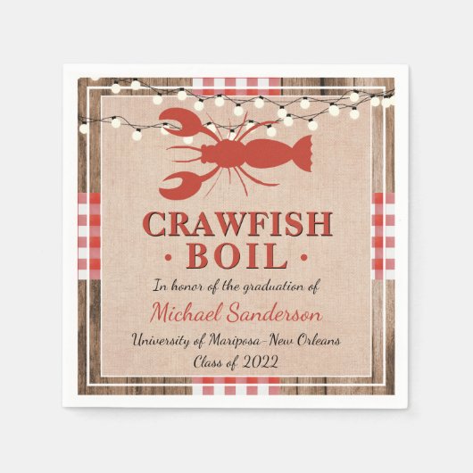 Crawfish Boil Lobster Rustic Graduation Party Serviette (Vorderseite)