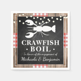 Crawfish Boil Lobster Rustic Wood Engagement Party Serviette
