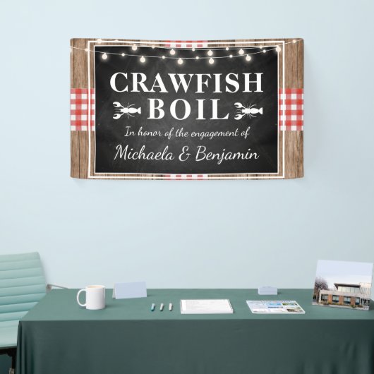 Crawfish Boil Lobster Rustikale Engagement Party Banner (Messeveranstaltung)
