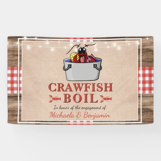Crawfish Boil Lobster Rustikale Engagement Party Banner (Horizontal)