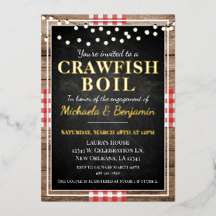 Crawfish Boil Lobster Rustikale Engagement Party Folieneinladung