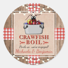 Crawfish Boil Lobster Rustikale Engagement Party Runder Aufkleber