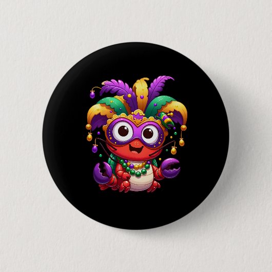 Crawfish Boil Mardi Gras Costume Masquerade Men Wo Button (Vorderseite)