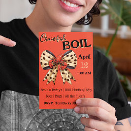 Crawfish Boil mit Leopard Bow und Niedlich Mudbug Feiertagskarte