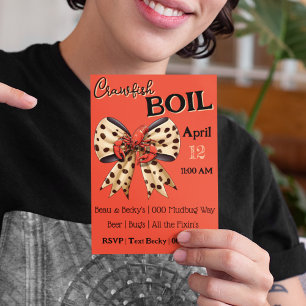 Crawfish Boil mit Leopard Bow und Niedlich Mudbug Feiertagskarte